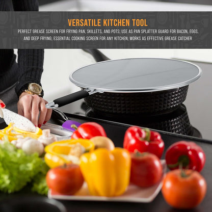 3-Piece Stainless Steel Splatter Guard Set (13", 11.5", 9.5") Fine Mesh Cover, Grease & Oil, Splatter Screen for Frying Pan, Cooking Pots, with Resting Feet & Comfort Grip Handles6