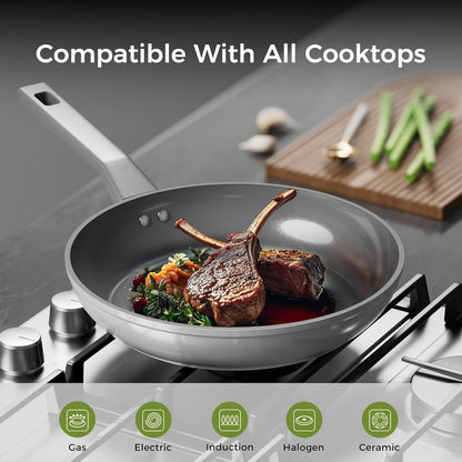 8 Inch Nonstick Frying Pan, Diamond-Titanium Ceramic Frying Pans Skillet, Non Stick Egg Pans with Stay Cool Handle for Induction, Dishwasher & Oven Safe, PTFE & PFOA Free, Non Toxic for Cooking3