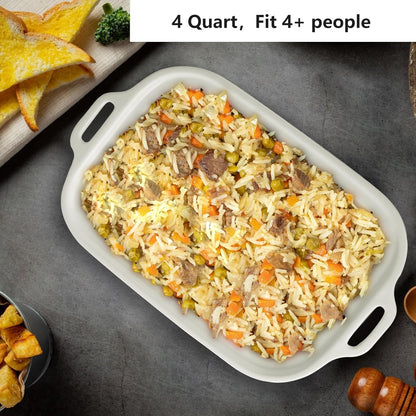 4 Quart Casserole Programmable Slow Cooker with Ceramic Baking Dish - Perfect Kitchen Small Appliance for Family Dinners, Oven Safe and Durable Bakeware for Lasagna, Roasts, White9