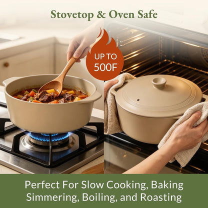MAGNIFIQUE Slow Cooker, 4.5 Quart 8-In-1 Clay Pot Multi-Cooker, Non-Toxic Slow Cooker with Removable Clay Pot, for Rice, Pasta, Steam & Proof, Nonstick, Oven Safe Pot to 500°F, Brown4