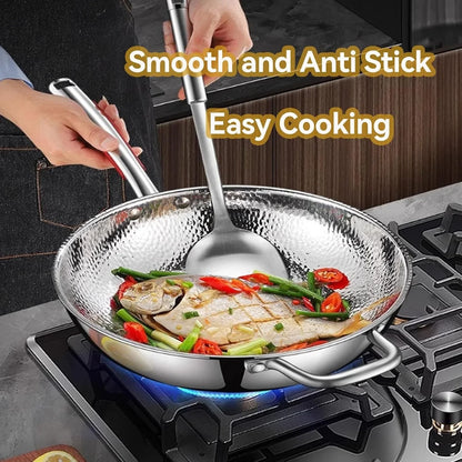 Titanium Hammered Wok, 2026 New Upgrade Non Stick No Coating Titanium Frying Pans for Cooking, Ultra-Durable, Scratch-Resistant, Safe for Oven, Induction & Cooktops,No Lid,11.81In2