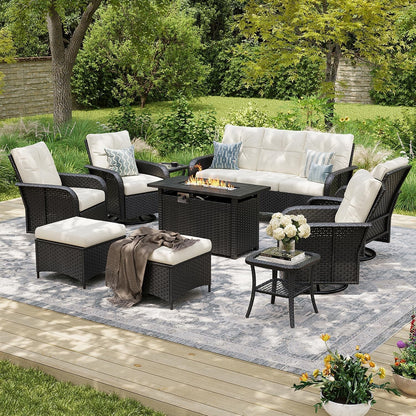 Luxury 10-Piece Patio Furniture Set, Black/Beige1