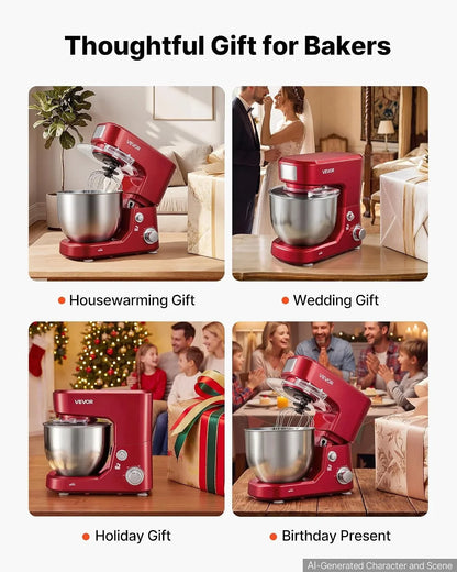 5.3+4.2 Qt Tilt Head Stand Mixer 400W Electric Dough Mixer, 3 Speeds Food Kitchen Mixer with Stainless Steel Bowl, Splash Guard, Dough Hook, Whisk, Beater, for Baking Mixing Whipping8