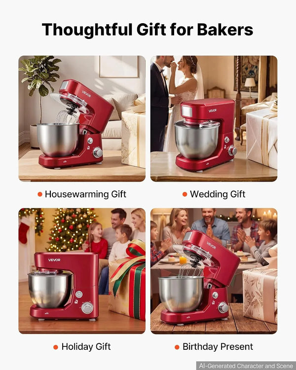 5.3+4.2 Qt Tilt Head Stand Mixer 400W Electric Dough Mixer, 3 Speeds Food Kitchen Mixer with Stainless Steel Bowl, Splash Guard, Dough Hook, Whisk, Beater, for Baking Mixing Whipping8