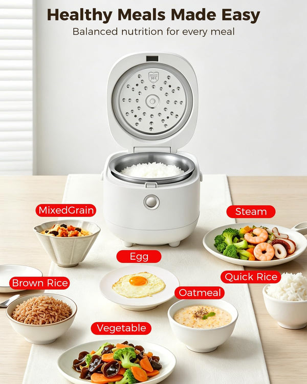 Stainless Steel Rice Cooker Small 6 Cup (Uncooked) / 12-Cup (Cooked) with Stainless Steel Inner Pot, Compact Mini Rice Cooker Small Kitchen, Low Carb Rice Maker, 24H Timer and Auto Keep Warm4