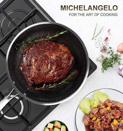 12 Inch Stainless Steel Frying Pan with Lid, Nonstick with Honeycomb Coating, Triply Skillet - Induction Compatible7
