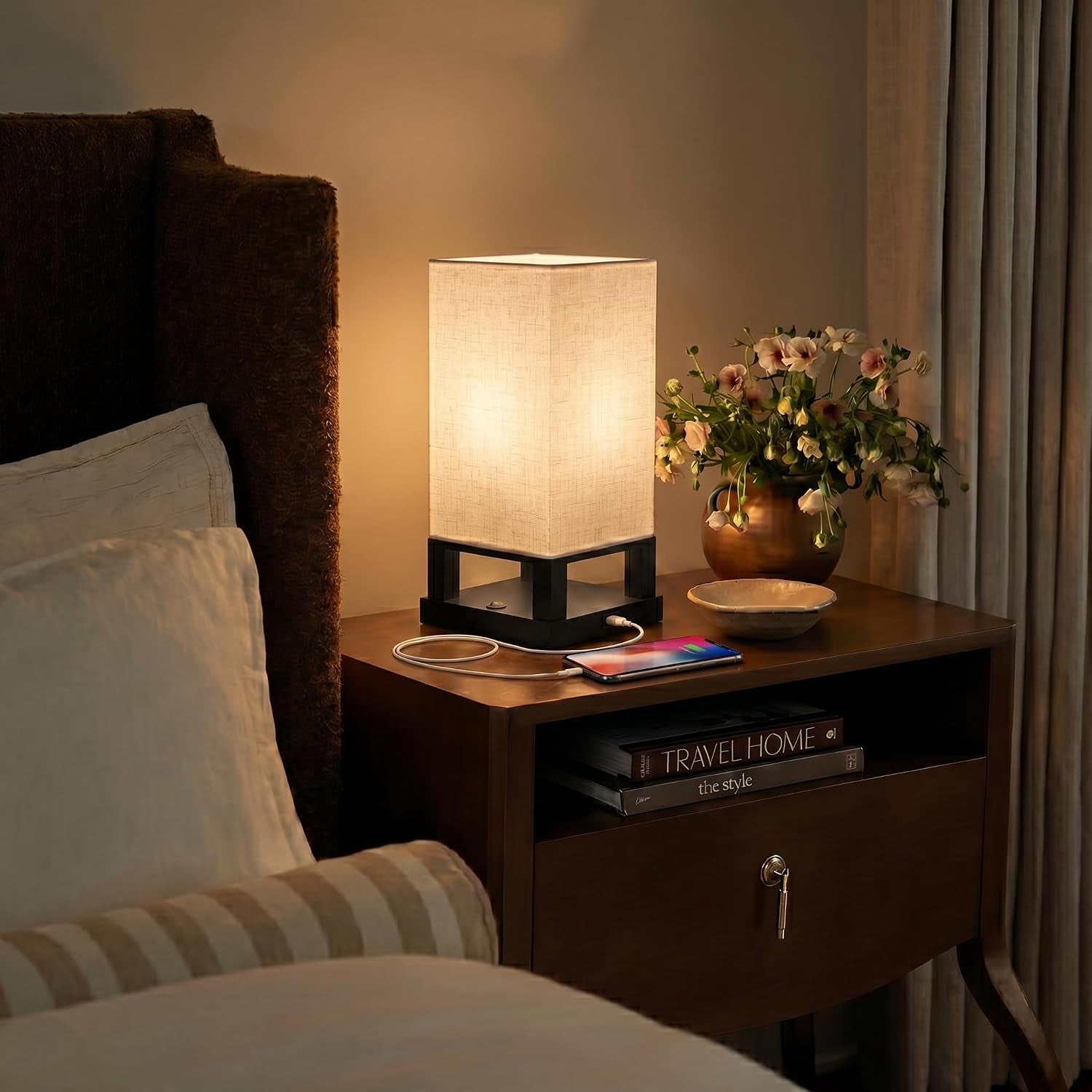 maxwell-bedside-lamp-with-usb-port-compact-table-lamp-for-bedroom-living-room-modern-asian-nightstand-lamp-with-wood-frame-led-bulb-soft-light-black