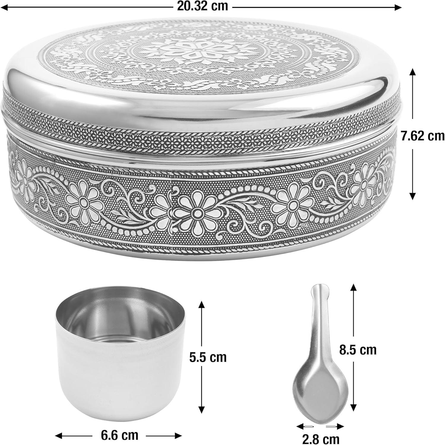 designer-spice-container-masala-dabba-7-spice-jars-holds-7-spices-spice-container-box-polished-stainless-steel-with-7-serving-spoons-indian-masala-dabba-with-lid-8-inch