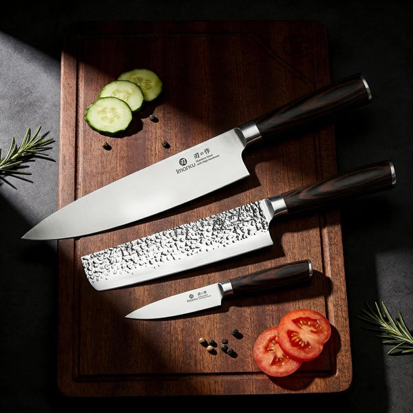 3 Pieces Knife Set, Japanese HC Stainless Steel Kitchen Knife Set, Professional Chef Knife Set with Ergonomic Pakkawood Handle, Ultra Sharp Knives Set for Kitchen & Home Cooking, Best Gifts7