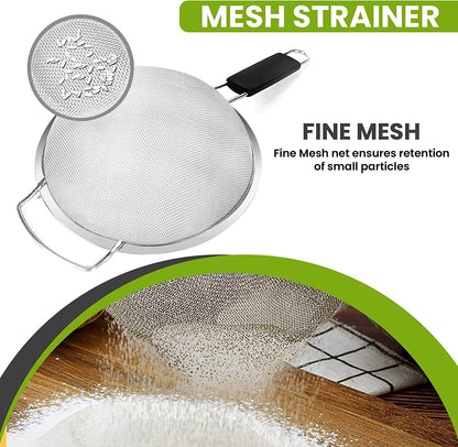 9" Large Fine Mesh Strainer with Thermo Plastic Rubber Handle - Sieve Fine Mesh Stainless Steel - Ideal Kitchen Essential to Strain Pasta, Quinoa and Rice7