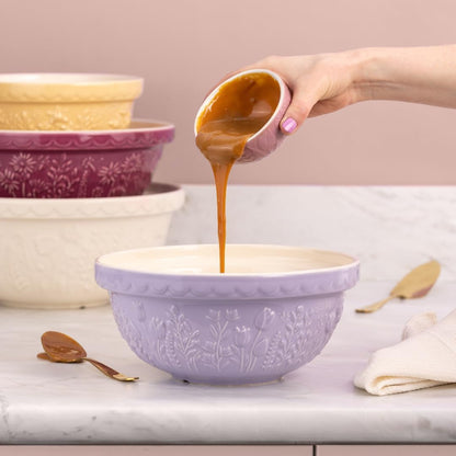 in the Meadow S24 Mixing Bowl, 2.15 Quart Mixing Bowl, Embossed Floral Tulip Design, Durable Ceramic Bowl for Baking Bread Dough, Cake Batter, Cookies & Kitchen Serving Bowl2