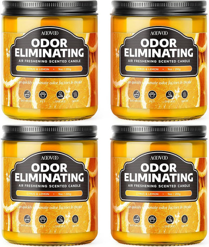 4 Pack Odor Eliminating Candle Set- Citrus Lemon Air Freshing Candle1