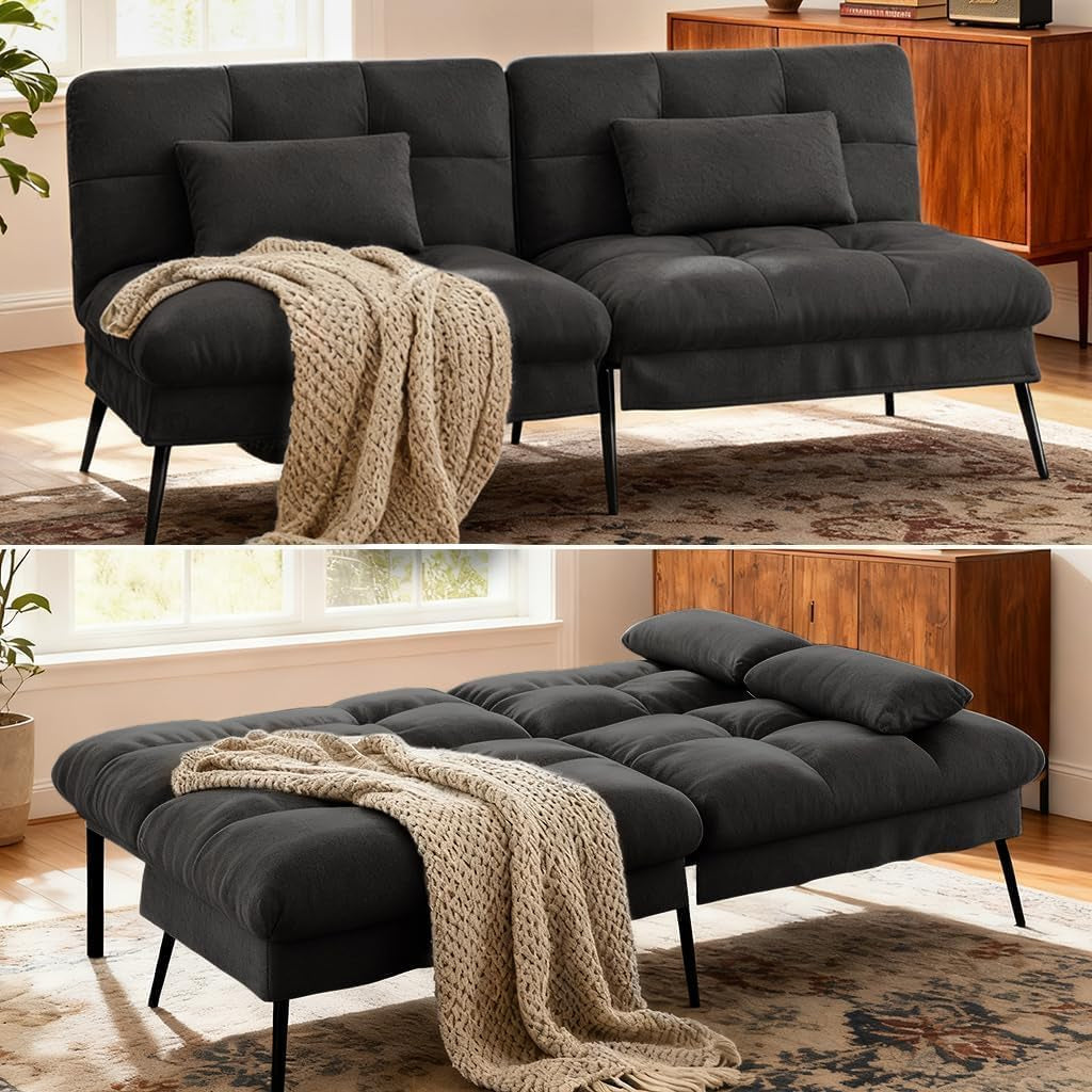 72-convertible-futon-sofa-bed-adjustable-backrest-black