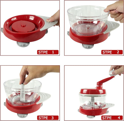 Manual Food Processor,Hand Powered Crank Food Processor Chopper,Food Vegetable Onions Chopper Processor Blender Mixer,For Vegetables Meat Fruits Onions2