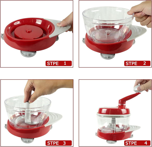 Manual Food Processor,Hand Powered Crank Food Processor Chopper,Food Vegetable Onions Chopper Processor Blender Mixer,For Vegetables Meat Fruits Onions2