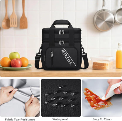 Insulated Lunch Bag, Portable Double Deck Lunch Box for Men Women7