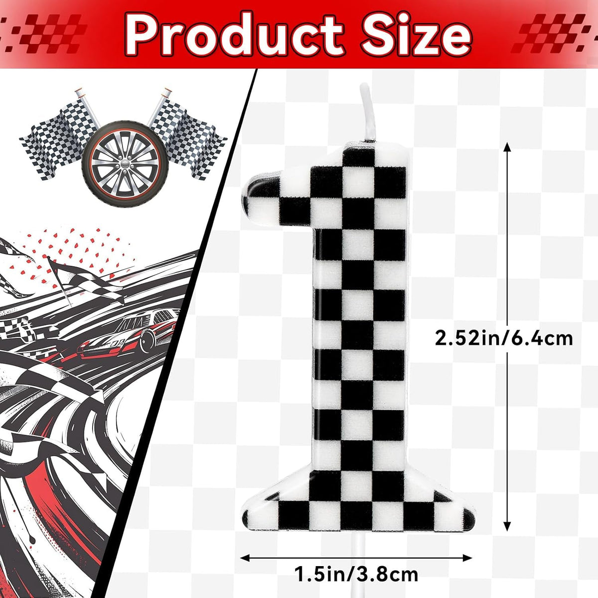 racing-car-themed-birthday-candles-number-1-checkered-candles-black-white-checkered-cake-topper-cool-racing-themed-party-supplies-special-candle