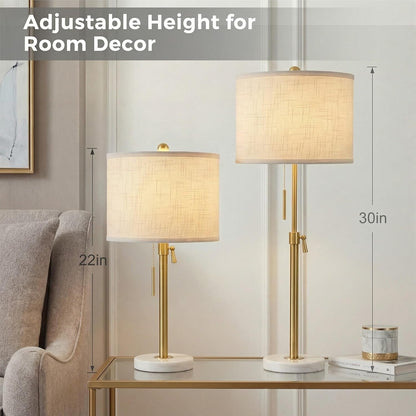 Gold Table Lamps Set of 2, 22" to 30" Adjustable Nightstand Lamps for Bedroom, Dimmable End Table Lamps for Living Room Console Entry Farmhouse Home Decor, New House Warming Gifts3