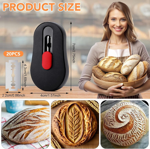 Magnetic Bread Lame with Extractable Blade - 20 Razor Blades,Dough Scoring Tool for Sourdough Breads Baking & Bread Making Tools3