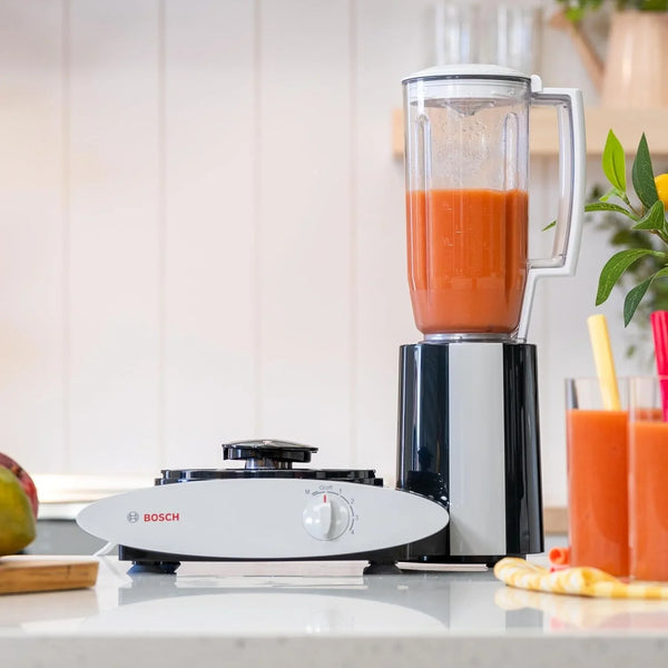 Bosch Blender Bundle - Black Universal plus Mixer with Stainless Steel Bowl, Dough Hook Extender, and Blender4