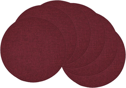 Round Placemats Set of 6, 15 Inch Linen Fabric Table Placemats, Heat Resistant, Wrinkle Free Washable Placemats Kitchen Place Mats Set of 6 for Dining Table Party Table (Wine Red, 6)9