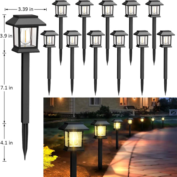 Solar Lights Outdoor,12 Pack 3000K Waterproof Auto On/Off Solar Pathway Lights for Your Garden, Landscape, Path, Yard, Patio, Driveway,Walkway Decor2