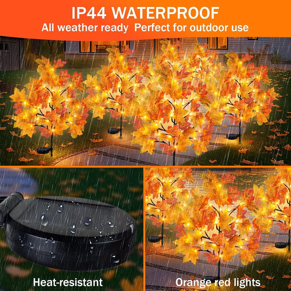 8 Pack Fall Solar Outdoor Lights, Fall Decor 160 LED Maple Leaves Solar Stake Light with 8 Modes, Waterproof Fall Garden Lights Thanksgiving Decorations for Autumn Yard Pathway Outside4