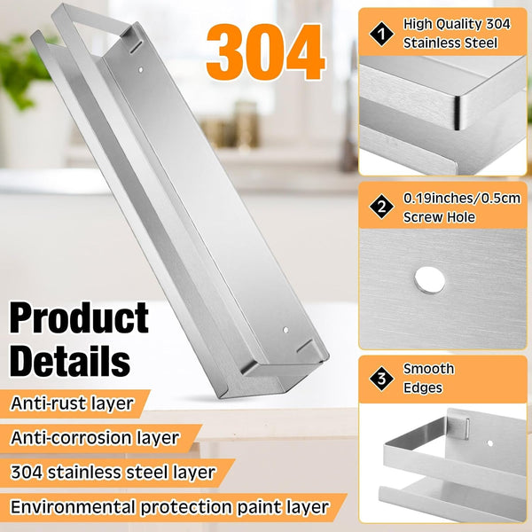 4 Pieces Stainless Steel Shelf Bathroom Shower Floating Shelves Wall Mounted Shower Caddy Basket Shelf Storage Organizer Shelves for Bathroom, Kitchen, Living Room, Silver, 15.75 Inch3