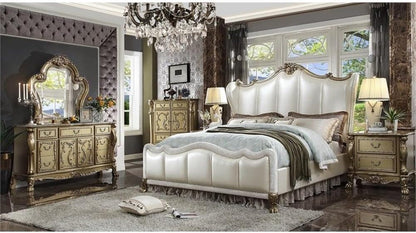 Dresden II Eastern King Bed in PU & Gold Patina2