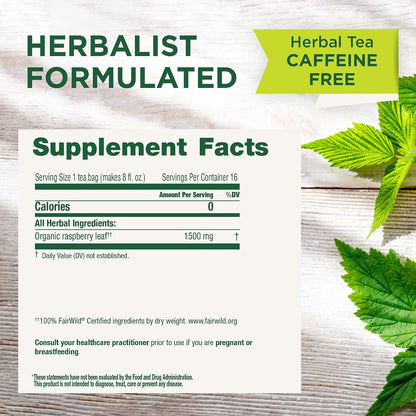Organic Raspberry Leaf Herbal Tea, Eases Menstrual Cramps & Supports Healthy Pregnancy, (Pack of 1) - 16 Tea Bags2