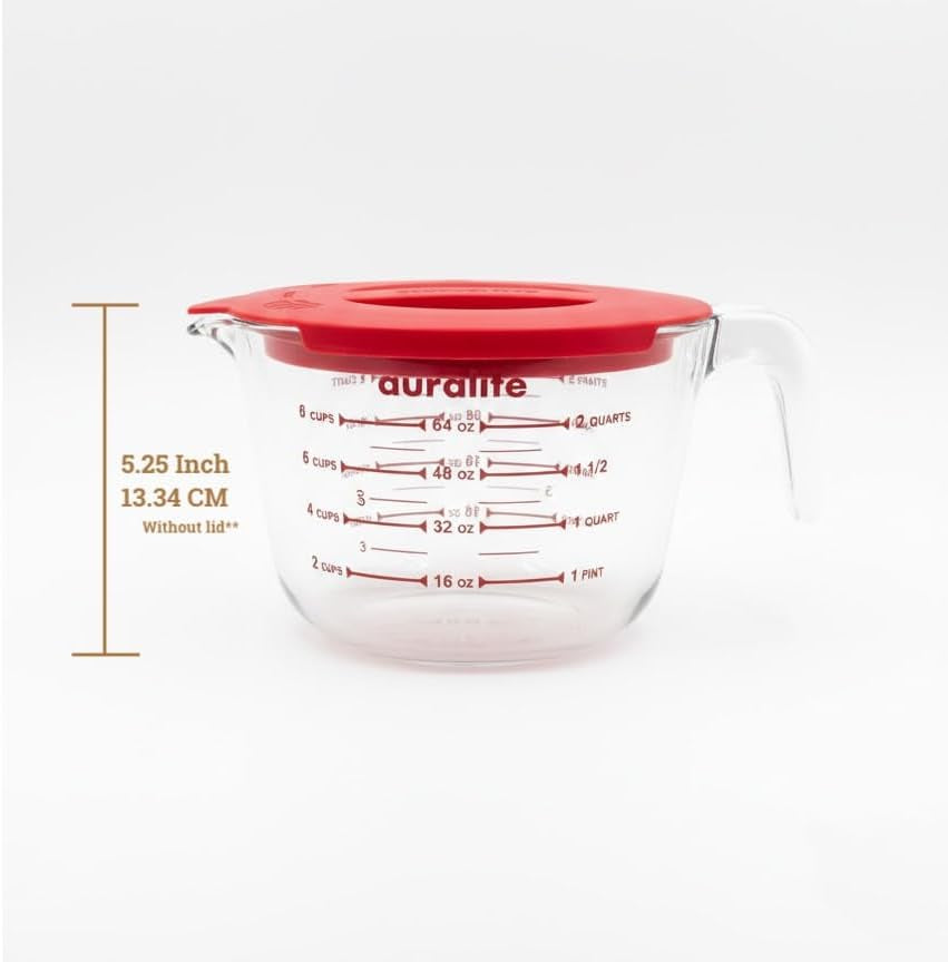 auralite-8-cup-borosilicate-glass-measuring-cup-with-lid-2-quart-2-litre-large-glass-measuring-cup-kitchen-mixing-bowl-liquid-measure-cups-glass-bakeware-set-punch-bowl-batter-bowl-2qt-2l