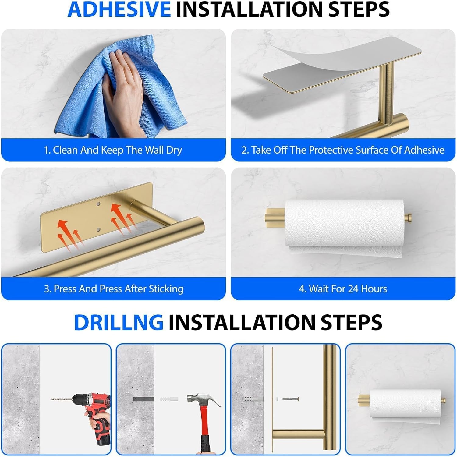 paper-towel-holder-under-cabinet-self-adhesive-no-drilling-stainless-steel-wall-mounted-for-kitchen-and-bathroom-easy-install-durable-space-saving-ideal-for-home-rv-gold-1-pack