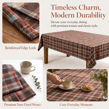 55X86 Inch Plaid Tablecloth Rectangle Woven Checkered Table Cover2