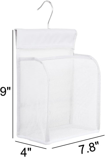 Hanging Mesh Shower Caddy Organizer Bathroom Storage Bag with Hooks for College Dorm, Gym, Swimming,Rv and Travel,White2