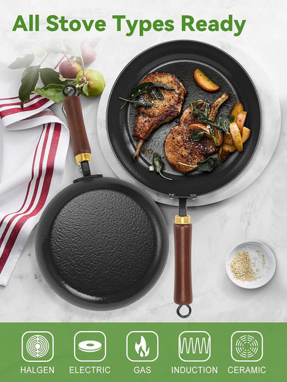 Carbon Steel Skillet, 11-Inch Nonstick Frying Pan | Season-Free Enameled Carbon Steel Pan,Stay-Cool Wooden Handle, Non Toxic, PTFE & PFOA Free Oven-Safe8