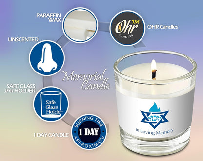 Yahrzeit Memorial Candles - 1 Day Yahrzeit Candle - 26 Hour Yom Kippur Jewish Candles in Glass Tumbler - 4 Pack2