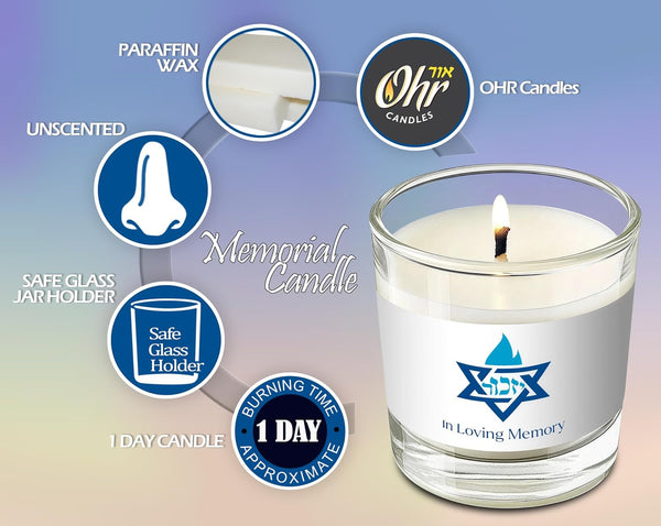 Yahrzeit Memorial Candles - 1 Day Yahrzeit Candle - 26 Hour Yom Kippur Jewish Candles in Glass Tumbler - 4 Pack2