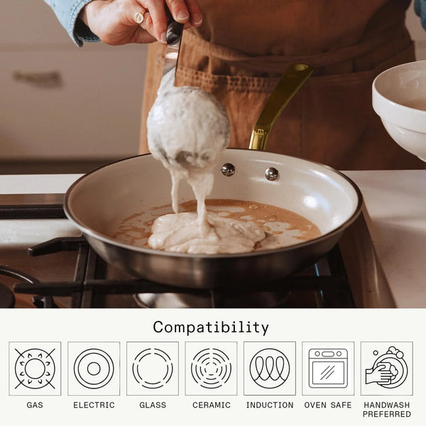 Made in Cookware - 12" Ceramic Non Stick Frying Pan (Antique Brass Handle) - 5-Ply Stainless Clad with Stay-Cool Handle - Professional Cookware - Crafted in Italy - Induction Compatible4
