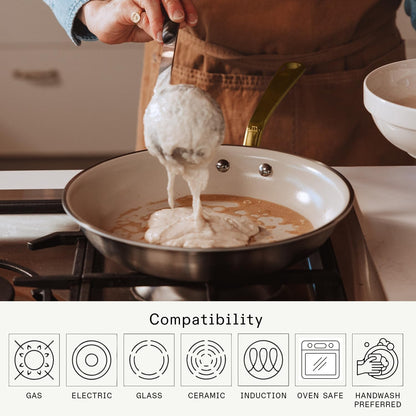 Made in Cookware - 10" Ceramic Non Stick Frying Pan (Antique Brass Handle) - 5-Ply Stainless Clad with Stay-Cool Handle - Professional Cookware - Crafted in Italy - Induction Compatible4