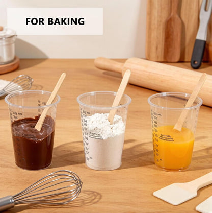 20PCS 8Oz Disposable Plastic Measuring Mixing Cups with 20 Wooden Stirring Sticks, Clear Graduated Cups for Epoxy Resin Paint Pigment Mixing (20)3