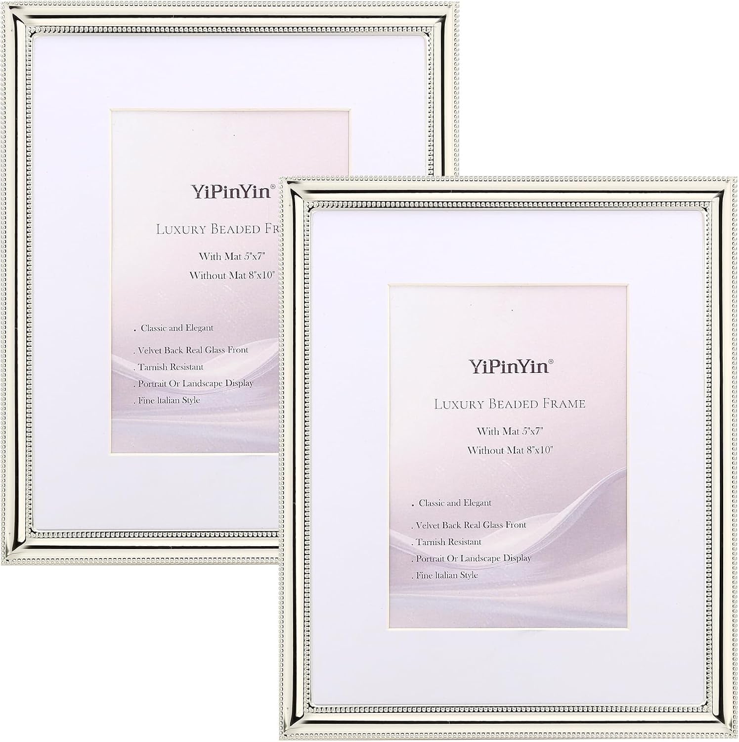 classy-silver-plated-8x10-metal-picture-frame-2-pack-classic-beaded-frame-8x10-mat-5x7-real-glass-front-and-velvet-backing-perfect-gifts-and-treasured-memories