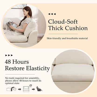 110" Cloud Sectional Couches for Living Room, Modern Modular Sectional Sofa with Ottoman, Boneless Cloud Couch with Comfy Deep Seats, Fluffy Chenille L-Shape Sofa Couch for Living Room, Beige4