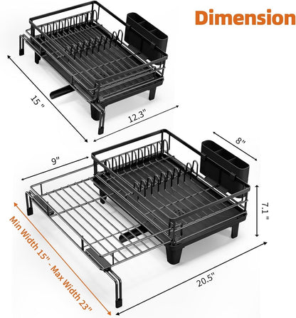 Expandable Sink Dish Drying Rack for Kitchen Counter, 1-Tier Black2