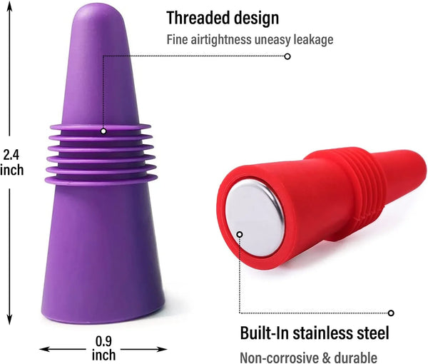 Wine Stoppers Beverage Bottle Sealer Soft Silicone Wine Bottle Stoppers Corks with Grip Top for Keeping Wine Champagne Fresh, 8 Pack3
