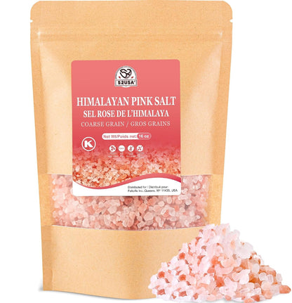 52USA Himalayan Pink Salt, Coarse Grain 1 Lb, Salt for Grinder Refill | No Artificial Colors, No Additives, No Gluten, Kosher Certified, Unrefined Rock Salt for Cooking, Seasoning & Grilling1