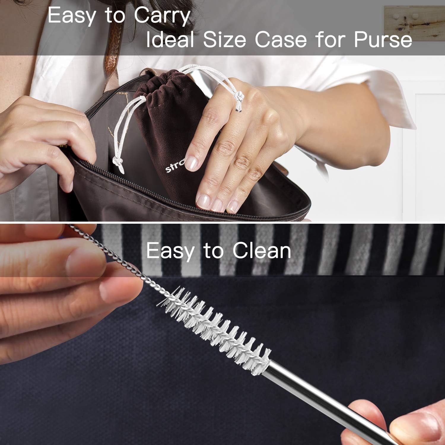 set-of-16-reusable-stainless-steel-straws-with-travel-case-cleaning-brush-silicone-tips-eco-friendly-extra-long-metal-straws-drinking-for-20-24-30-oz-tumbler-silver