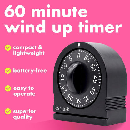 60 Minute Wind up Timer, No Batteries Required, Black | Mechanical Visual Countdown for Salon Color Processing, Chemical Services, Tanning, Kitchen & Kids Activities2