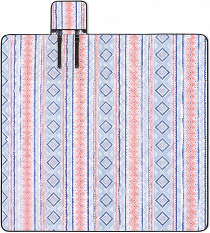 Large 80"X80" Waterproof Picnic Blanket, Sandproof Beach Mat with 5-Layer Material, Portable Foldable Design with Storage Pocket, Adjustable Shoulder Strap for Camping, Hiking, Travel, Blue1