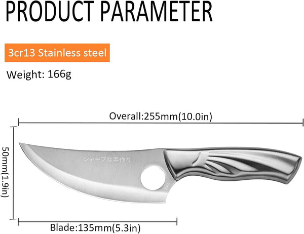 Meat Cleaver Knife, Stainless Steel Boning Knife Kitchen Chef Knife Meat Cleaver Outdoor Camping Cooking Cutter Butcher Knife Kitchen Tool (Color : Boning Knife)2