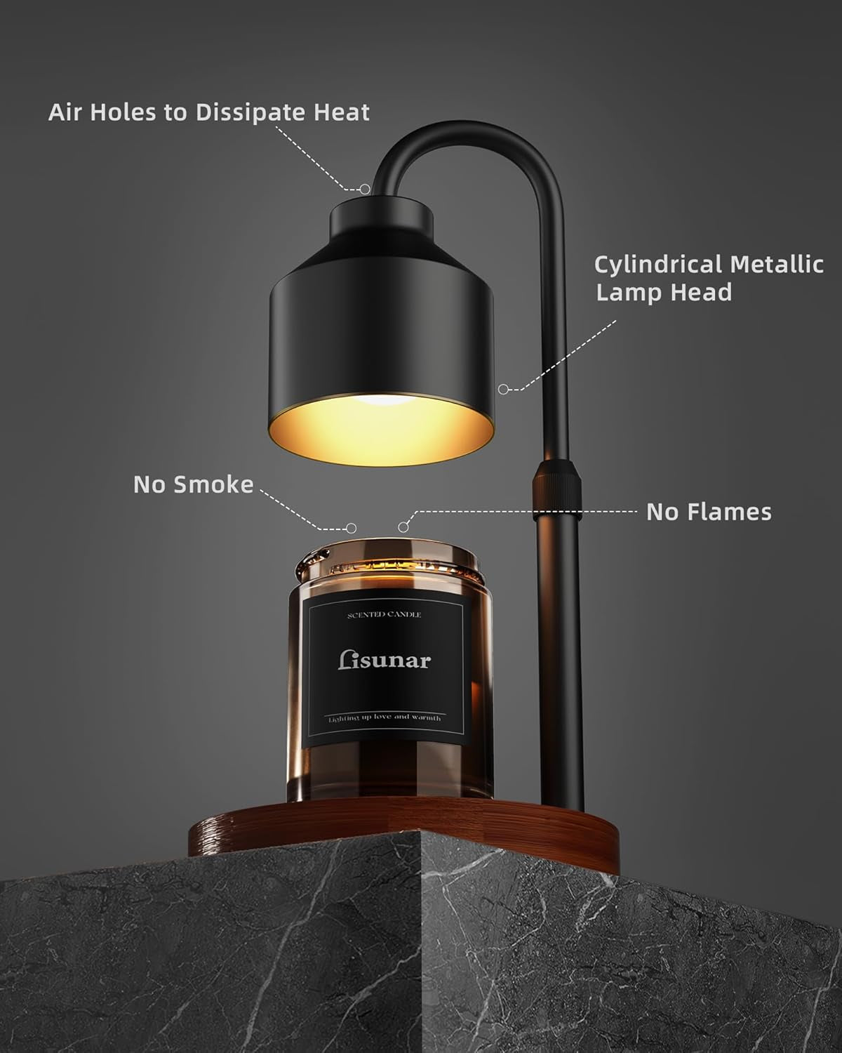 electric-candle-warmer-lamp-black-candle-lamp-warmer-with-timer-wax-warmer-lamp-for-jar-candles-adjustable-height-candle-light-warmer-with-2-bulbs